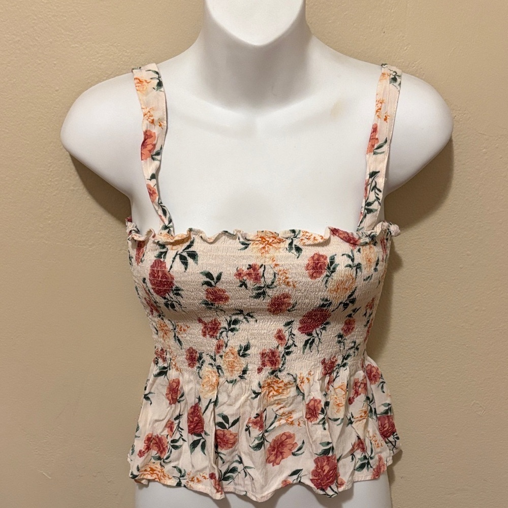 American Eagle Outfitters Floral Smocked Crop Top